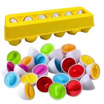 Brinquedo Educativo Jogo Encaixe Cartela 12 Ovos Coloridos