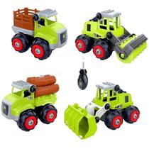 Brinquedo Educativo Kit Caminhões de Construção Monta e Desmonta