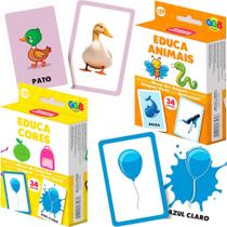 Brinquedo Educativo Kit Jogos De Cartas Animais e Cores