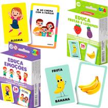 Brinquedo Educativo Kit Jogos De Cartas Emoções e Frutas