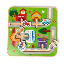 Brinquedo Educativo Labirinto - Transportes - Montessori MDF