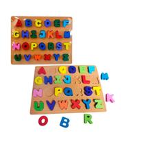 Brinquedo Educativo Madeira Alfabeto Abc Maiúsculo Pedagógico Criança 3 Anos