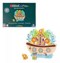 Brinquedo Educativo Madeira Animais Balança Barco -Polibrinq