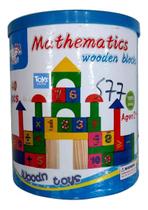 Brinquedo Educativo Madeira Balde Com 40 Blocos Matemáticos - OPEN TRADE