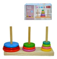 Brinquedo Educativo Madeira Torre Hanoi Formas 10 Peças Brinquedo Educativo Madeira Torre Hanoi Formas 10 Peças