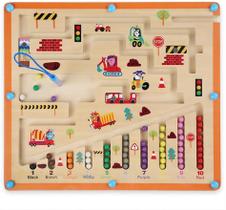 Brinquedo Educativo Magnético Labirinto de Madeira Infantil Trânsito Carro Educativo e Interativo