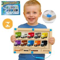 Brinquedo Educativo Magnético Madeira Criança Montessori Caneta Imã Labirinto Interativo Pedagógico
