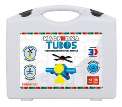 Brinquedo Educativo Magnético Magforma Tubos Maleta 15 Peças Brinquedo Educativo Magnético Magforma Tubos Maleta 15 Peças