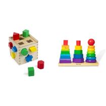Brinquedo educativo Melissa & Doug Geometric Stacker com 12 formas