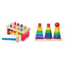 Brinquedo educativo Melissa & Doug Geometric Stacker & Pounding Bench