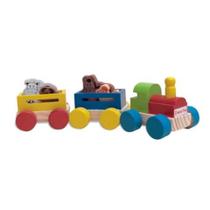 Brinquedo Educativo Mini Trem Fazendinha com Bichinhos Feito de Madeira