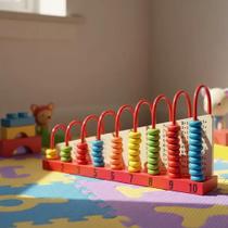 Brinquedo Educativo Montessori Desenvolvimento Criança Ábaco Madeira 10 Colunas Infantil Numeros