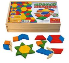 Brinquedo Educativo Mosaico Geométrico 100 Peças Cx De Madeira