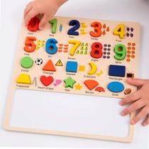 Brinquedo Educativo Numeros Forma Encaixe C/Lousa Montessori COR:MADEIRA Brinquedo Educativo Numeros Forma Encaixe C/Lousa Montessori COR:MADEIRA