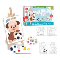 Brinquedo Educativo Pintura Pets Cavalete Tintas Telas Jogo Infantil Coordenação Motora Criatividade - Nig 0441