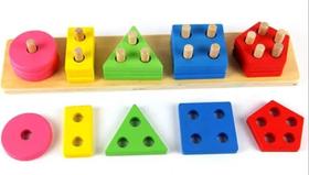 Brinquedo Educativo Pirâmides De Encaixe Geométrico 21 Peças