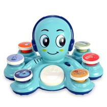 Brinquedo Educativo Polvo Musical com 6 Botões Luz + 20 Sons