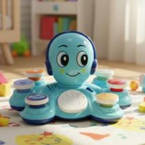 Brinquedo Educativo Polvo Musical com 6 Botões Luz + 20 Sons - Cardoso Toys