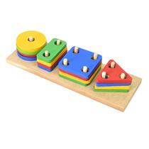 Brinquedo Educativo Prancha De Formas Geométricas Em Madeira