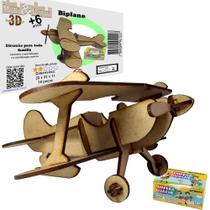 Brinquedo Educativo Quebra Cabeça 3D Biplano Colorir Brinquedo Educativo Quebra Cabeça 3D Biplano Colorir