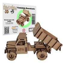 Brinquedo Educativo Quebra Cabeça 3D Caminhão Basculante Mdf