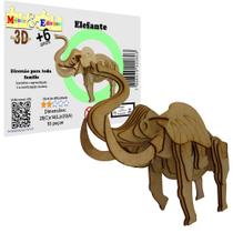 Brinquedo Educativo Quebra Cabeça 3d Elefante Mdf