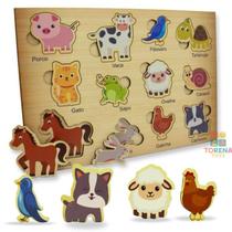 Brinquedo Educativo Quebra Cabeça Encaixe Educativo Animais Autismo 12 peças