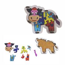 Brinquedo Educativo Quebra cabeça Infantil Vaca Vaquinha mdf