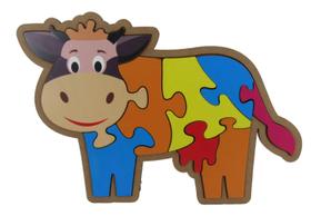 Brinquedo Educativo Quebra Cabeça Vaca Encaixe Mdf
