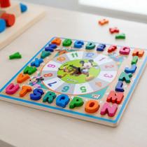 Brinquedo Educativo Relogio Hora Letra Encaixe Mickey Disney Colorido Montessori Alfabeto