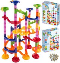 Brinquedo Educativo Rola Bola 109 Peças, Blocos de Construção STEAM, Pistas para Bolinhas, para Crianças a partir de 3 Anos Brinquedo Educativo Rola Bola 109 Peças, Blocos de Construção STEAM, Pistas para Bolinhas, para Crianças a partir de 3 Anos