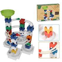 Brinquedo Educativo Rola Bolinha Blocos Montar Pista 45 Pçs