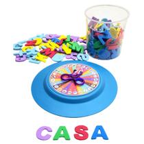 Brinquedo Educativo Roleta do Alfabeto + 156 letras soltas em eva - Criativa Educativos