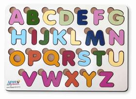 Brinquedo educativo tabuleiro encaixe alfabeto mdf branco - mega impress