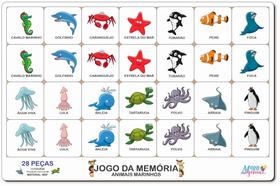 Brinquedo educativo tabuleiro jogo da memória animais marinhos mdf - mega impress
