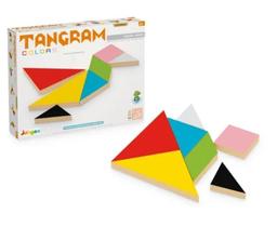 Brinquedo Educativo Tangram Colors 7 Pçs Madeira Junges 626