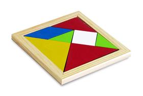 Brinquedo Educativo Tangram Quebra-Cabeça Geométrico Em Madeira Colorida AM19 Wood Toys