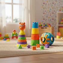 Brinquedo Educativo Torre De Encaixe Kendy Bebês 1 A 3 Anos coordenação motora, empilhar peças, brinquedo seguro