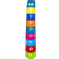 Brinquedo Educativo Torre Divertida com 9 Potes Coloridos RF2