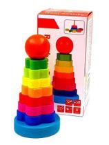 Brinquedo Educativo Torre do Arco-íris 8 Peças em Madeira