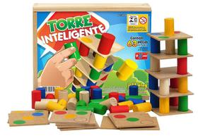 Brinquedo Educativo Torre Inteligente Com 18 Placas Em Madeira - JOTTPLAY