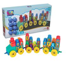 Brinquedo Educativo Trem ABC Blocos de Montar Dismat