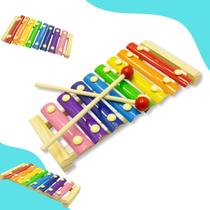 Brinquedo Educativo Xilofone Musical Madeira Infantil Didático