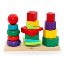 Brinquedo Educativos Infantil Didático Pirâmide Madeira Colorido