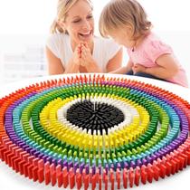 Brinquedo Efeito Dominó Madeira Blocos Coloridos 100 Peças - Wood Toys