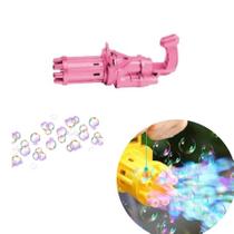 Brinquedo Elétrico Lança Bolhas De Sabão Rosa Divertido