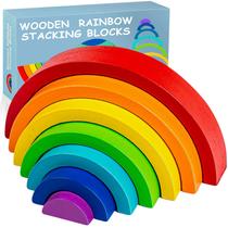 Brinquedo empilhável de arco-íris de madeira TUOWITA Montessori para crianças de 2 a 5 anos Brinquedo empilhável de arco-íris de madeira TUOWITA Montessori para crianças de 2 a 5 anos