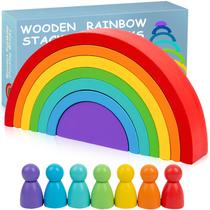 Brinquedo empilhável Rainbow TUOWITA Montessori Wood para crianças de 2 a 5 anos Brinquedo empilhável Rainbow TUOWITA Montessori Wood para crianças de 2 a 5 anos