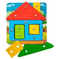 Brinquedo Encaixe Casa Pedagógico Montessori Formas E Cores - Maninho