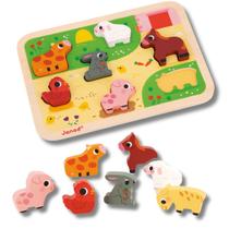 Brinquedo Encaixe Formas 3D Animais da Fazenda Madeira Janod